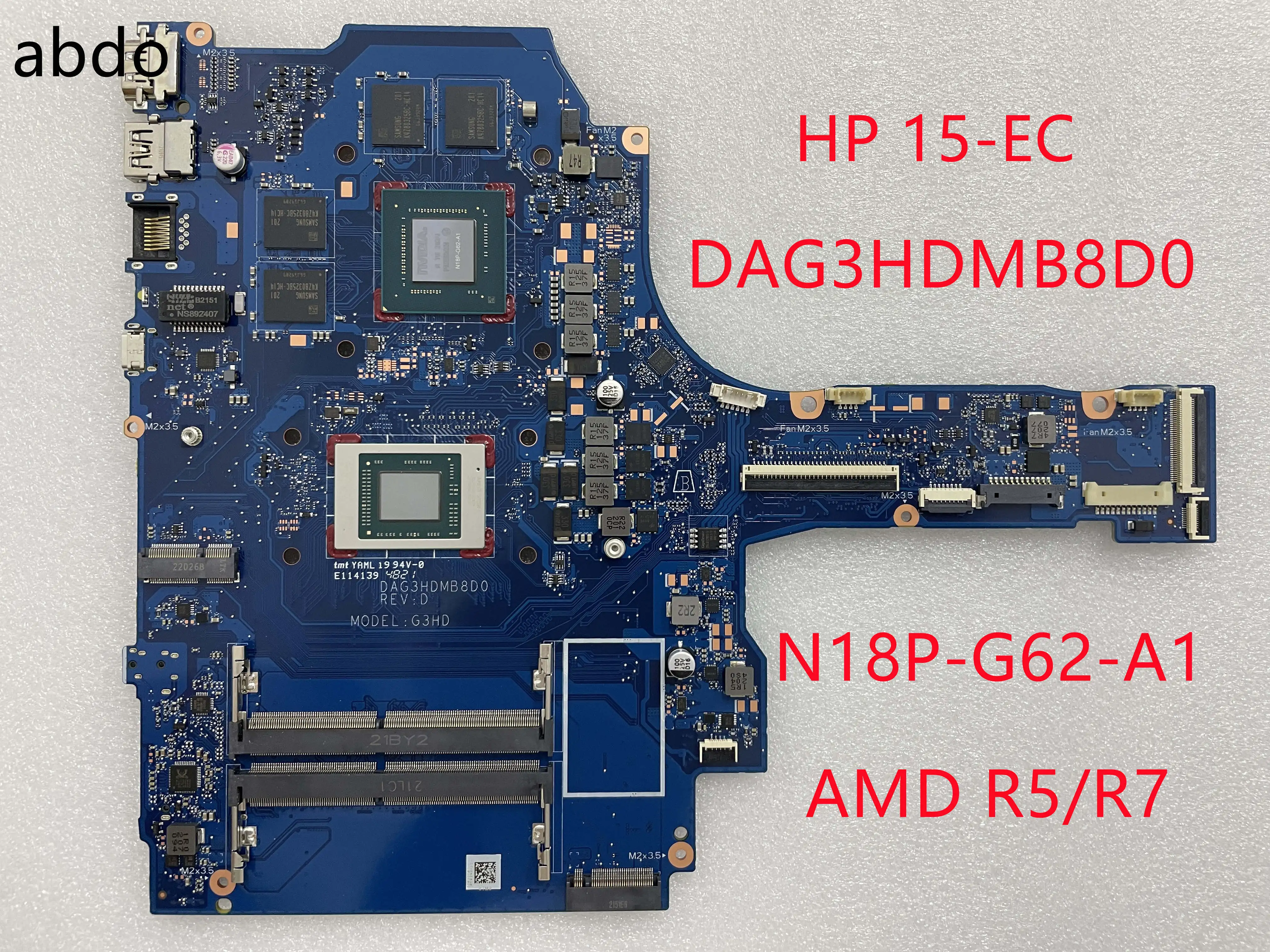 DAG3HDMB8D0 For HP 15-EC Laptop Motherboard with R5 CPU GTX1650Ti