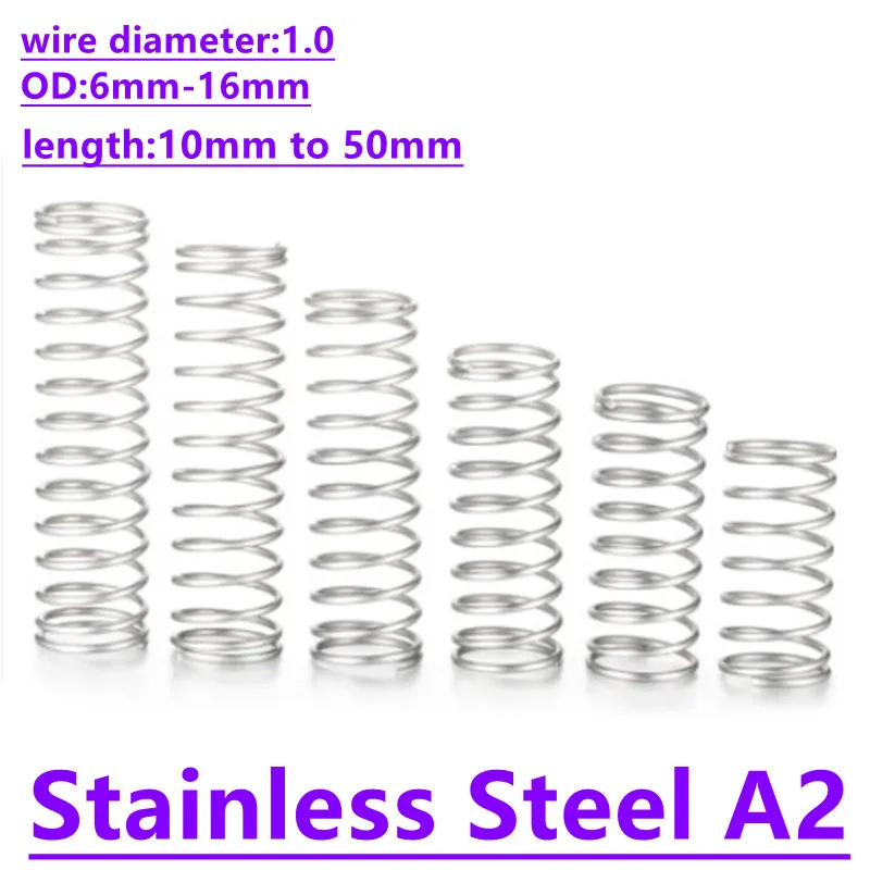 10pcs/lot wire 1.0mm Stainless Steel Compression spring OD 6-16mm Y-Type Rotor Return Spring