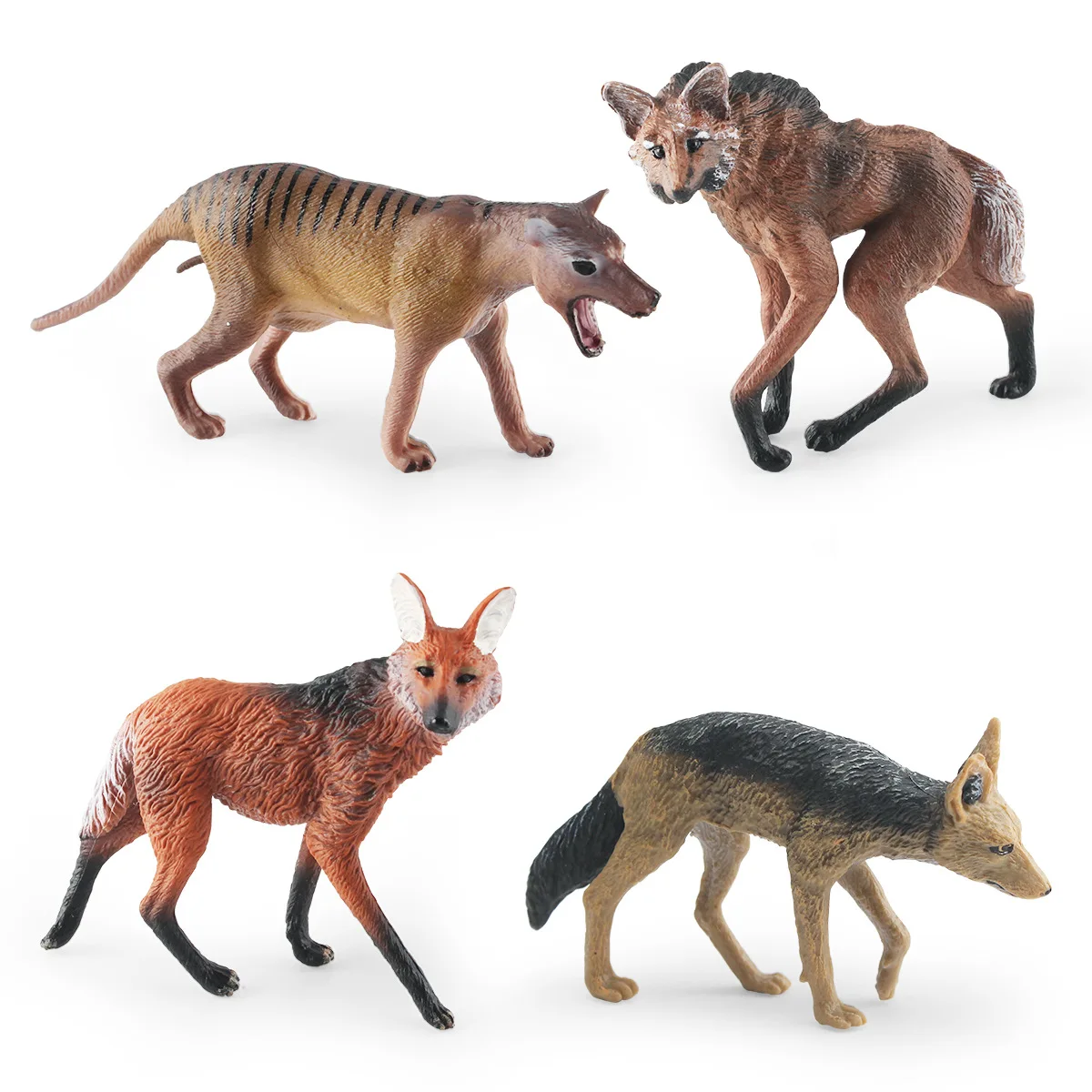 Simulation Maned Wolf Model Brazilian Wolf Thylacine Figurine Wild Prairie Animal Solid Miniature Desktop Ornament Decoration