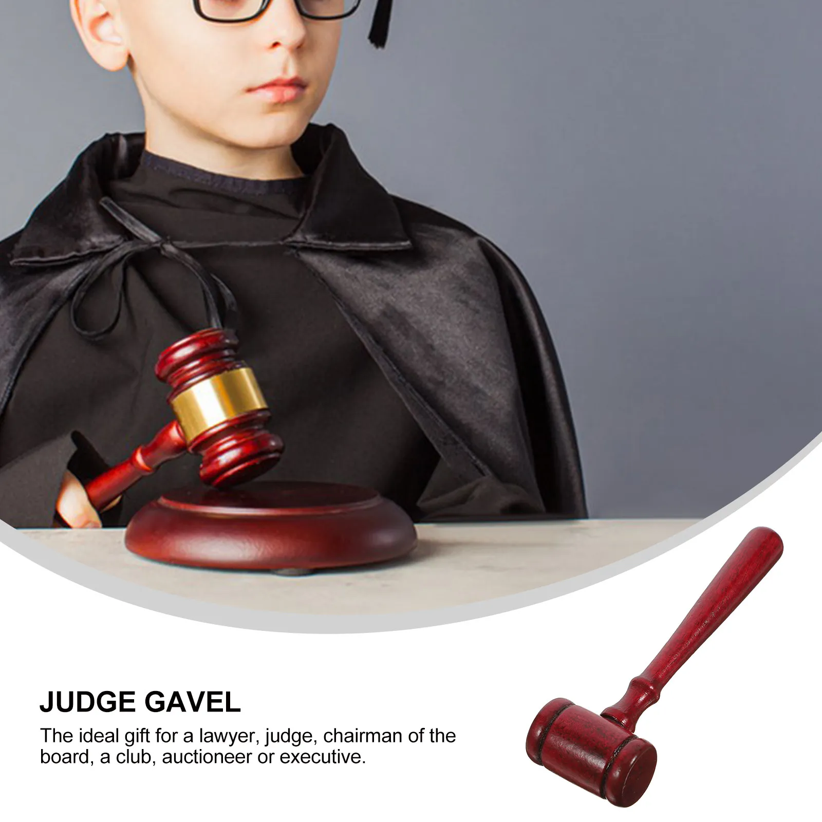 

Wooden Judge Gavel Mini Court Hammer for Role Play Auction Lawyer Gift Portable Solid Wood Mallet Cosplay Accessory