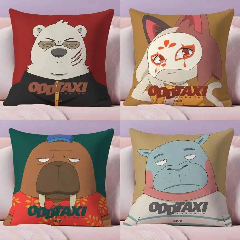 AnimE O-Odd T-Taxi Cushion Cover Natural Linen Organic Fabric Double-Sided Printing Sofa Home Decor Gift Pillow Cover