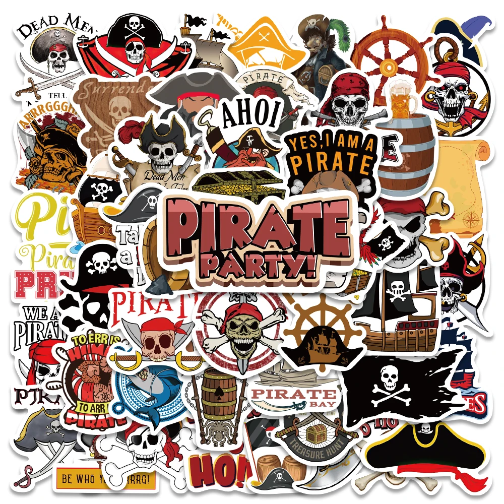 50PCS Pirates Movie Graffiti Stickers DIY Laptop Phone Guitar Helmet Bike Car Sticker Decals Toy