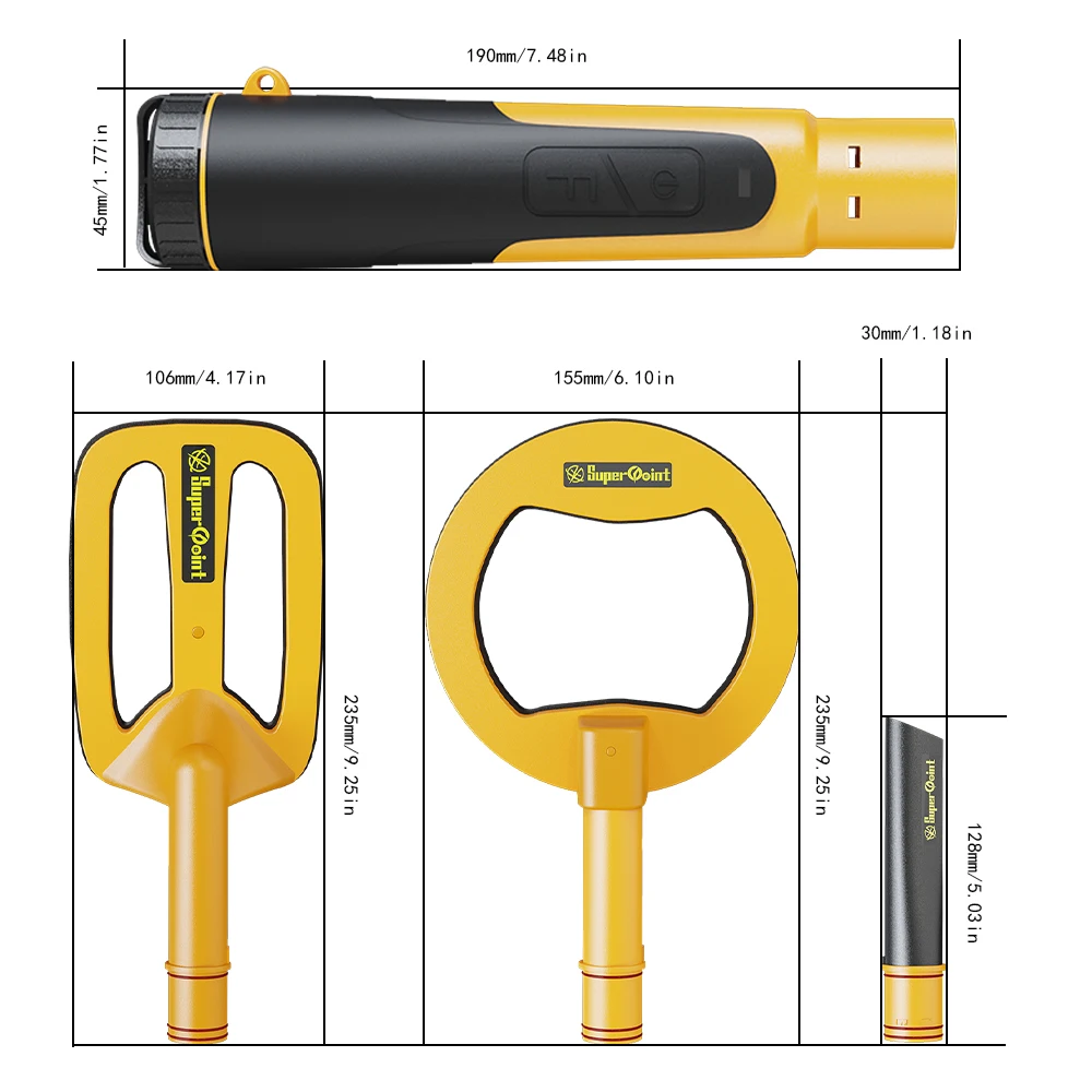 Underwater Metal Detector Gold Search LED Lighting Alarm 3 System In 1 Waterproof Pinpointer Pulse Dive Square Round Probe