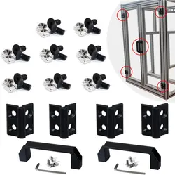 2 Sets 2020 Aluminum Extrusion Profile Slot 6mm Door Handle Door Frame Zinc Alloy Hinges Aluminum Profile with Hex Screws T-Nuts