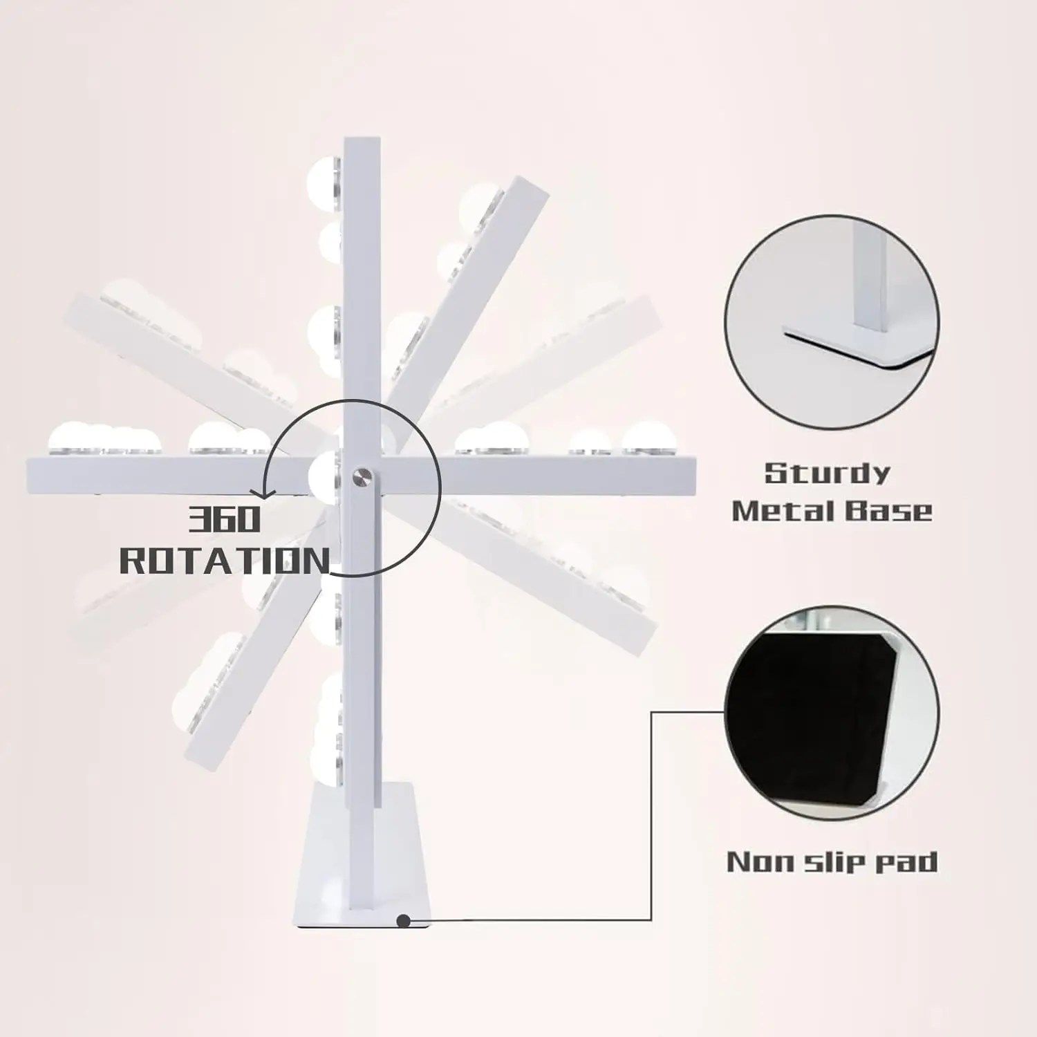 مرآة مكياج فانيتي هوليوود مع 12 لمبة LED و3 ألوان إضاءة يعتم التحكم باللمس 360 درجة ° دوران لغرفة الملابس وغرفة النوم #6