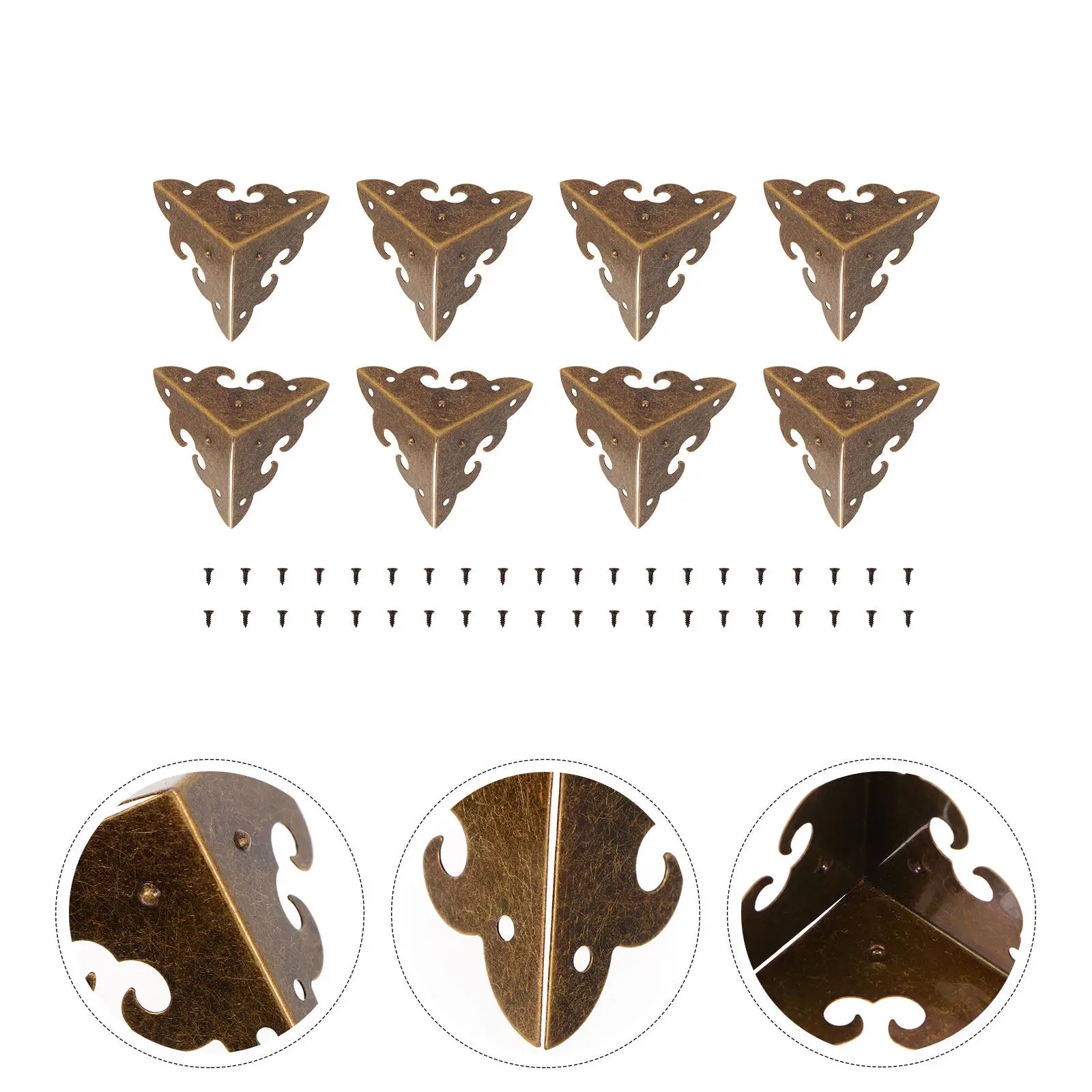 8Pcs Vintage Iron Protective Corner Legs for Jewelry Box Gift Case Wooden Box Wardrobe Dressing Table Retro Decorative Furniture