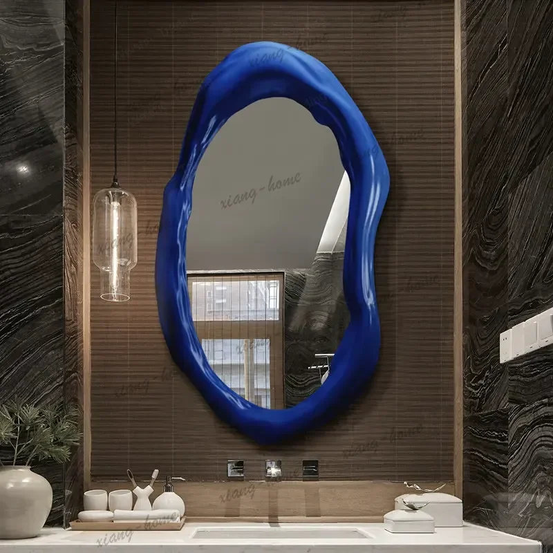 ld European bathroom mirror household wall hanging irregular bathroom special-shaped LED light bedroom vanity   mirror
