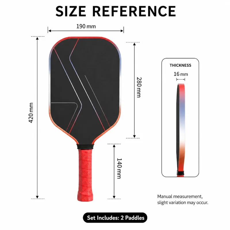 USAPA Approved Pickleball Paddle Set 2 Paddles 4 Balls Carry Bag T700 Carbon Fiber 16mm Frosted Surface image 3