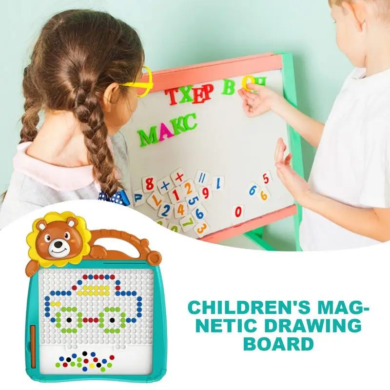 Magnetic Dot Board Creative Magnetic Drawing Pad Doodle Board With Pen Preschool Toy With Colorful Cards Interactive Activity