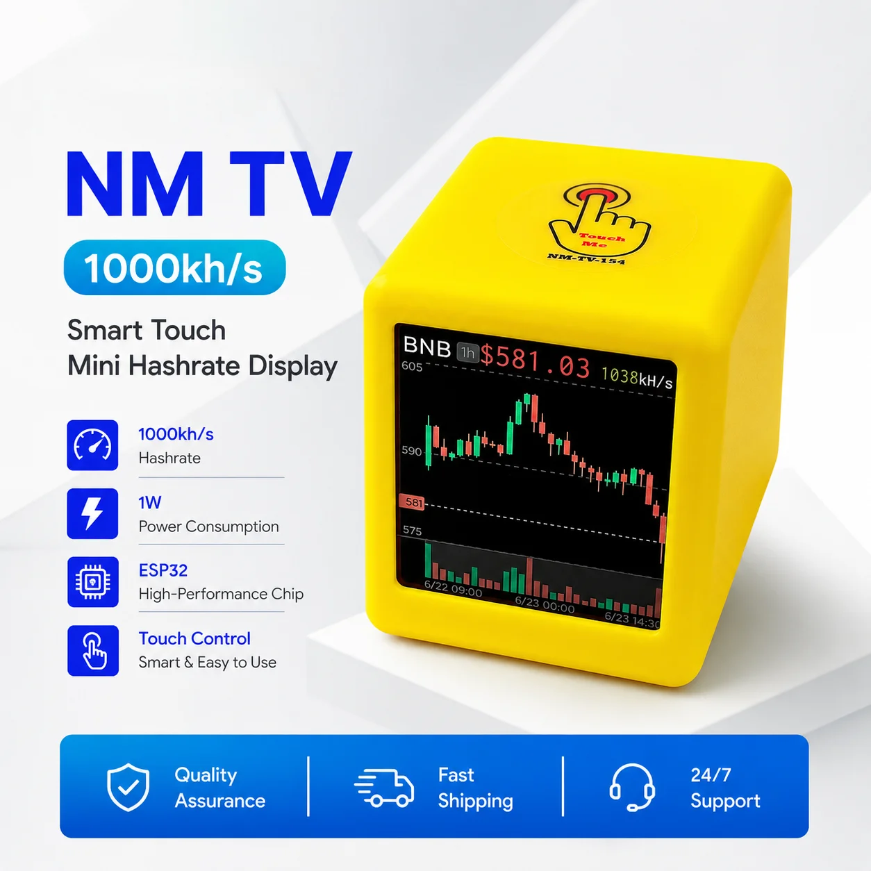 Minerfixes NMMiner NerdMiner V2 Mini TV ESP32 para Mineração Solo de Loteria, Taxa de Hash de 1000KH/s, Relógio com Tela Sensível ao Toque Inteligente, Baixo Consumo de Energia, USB-C 5V