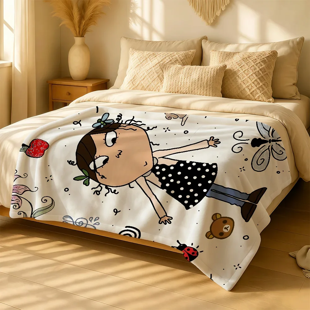 Funny Cartoon Art C-Charlie And Lola Blanket For Soft Warm Knee For Bedroom Living Room Bed Sofa Camping Picnic Office Throw