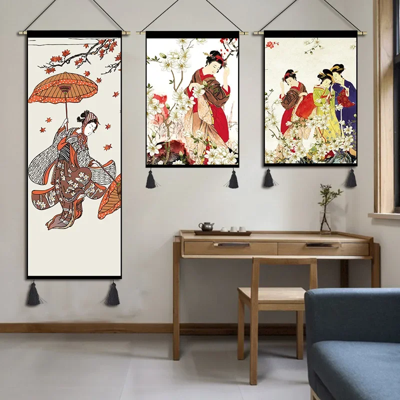 

Japanese Style Hanging Canvas Art Living Room Background Wall Decoration Painting Hallway Hanging Cloth Bedroom Bedside Mural