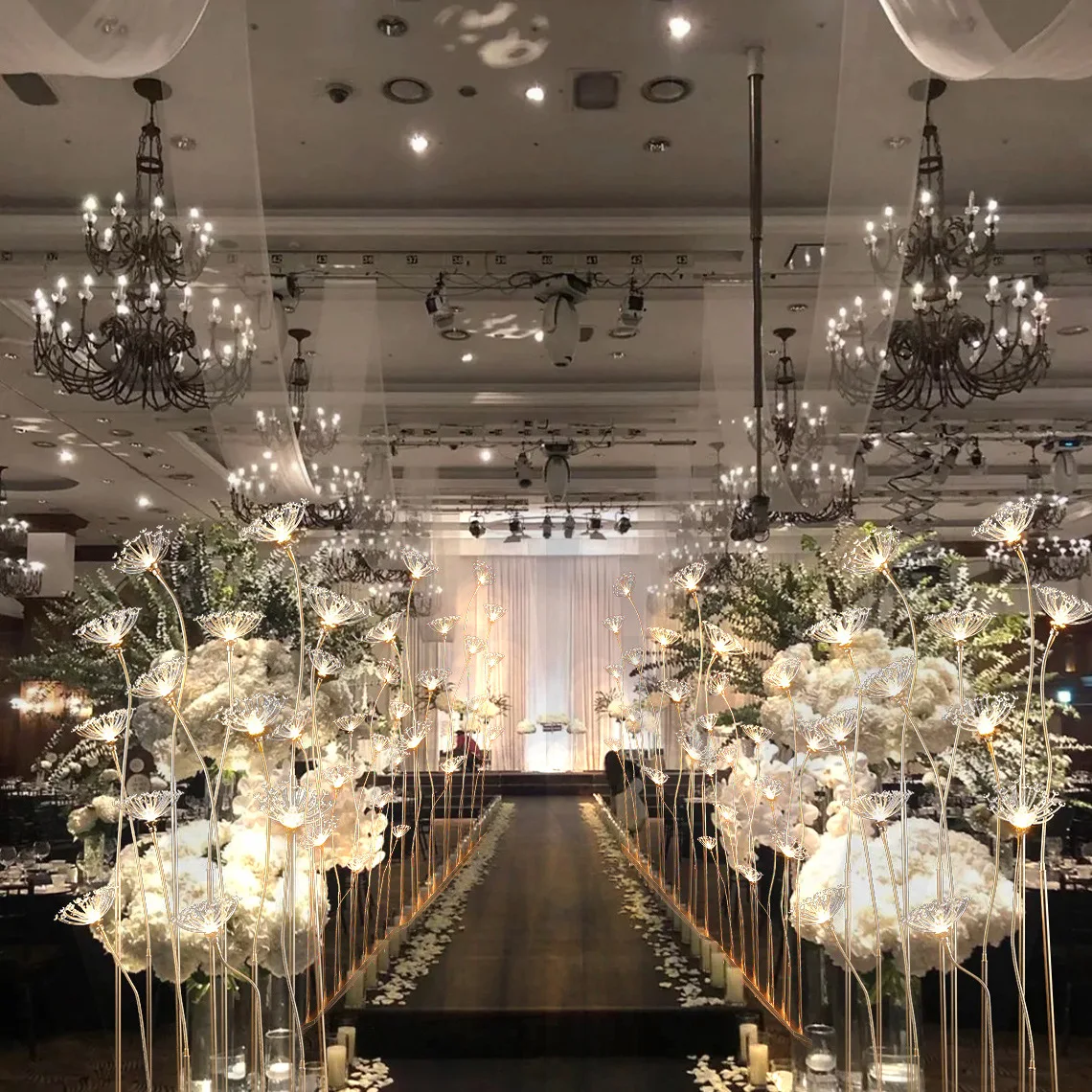 

Wedding wedding props 12 millet flower street light T-table decoration and arrangement ornament props luminous iron art