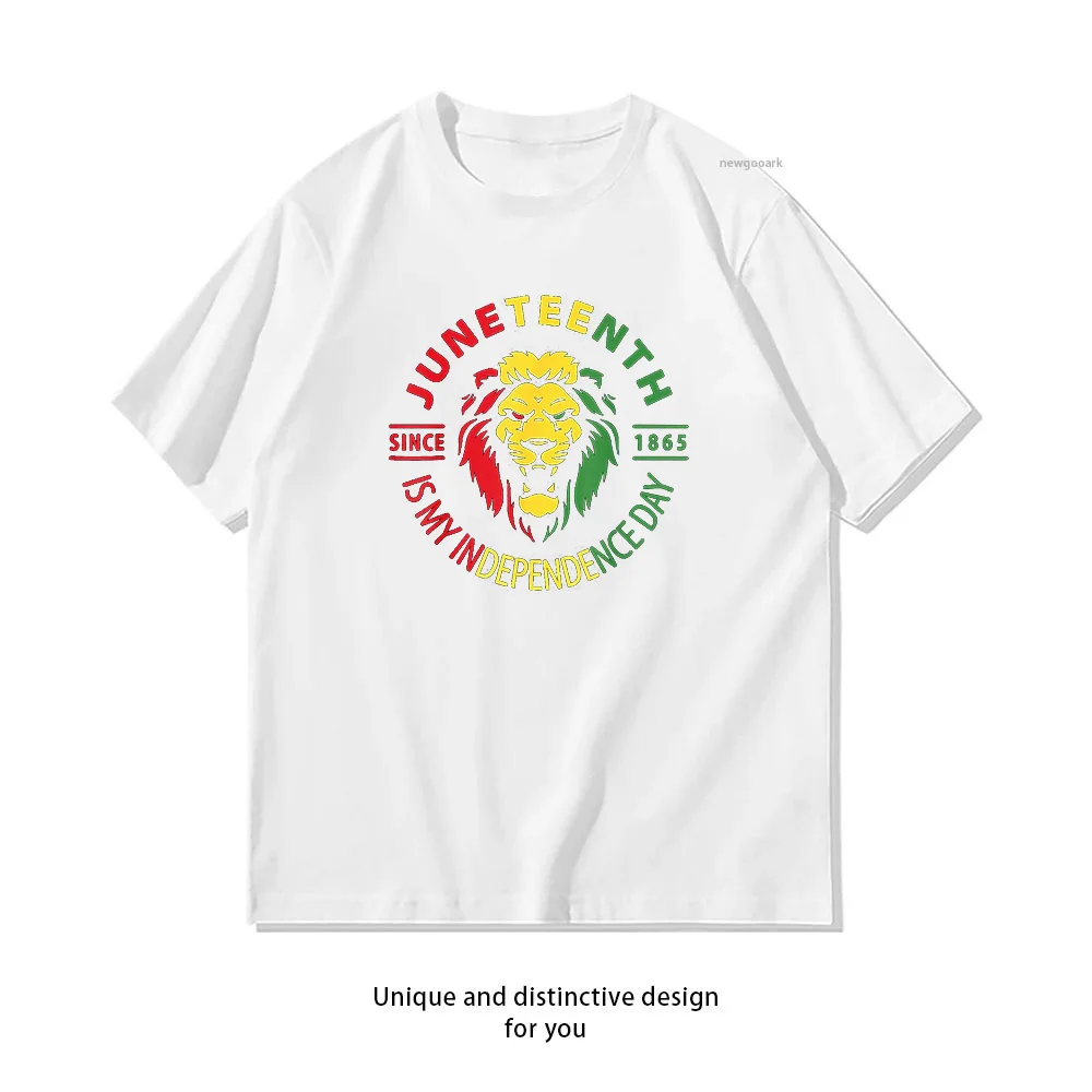 Black king Juneteenth African American Black Rasta Lion 1865 Classic woman man Casual cotton printed t shirts summer O-neck