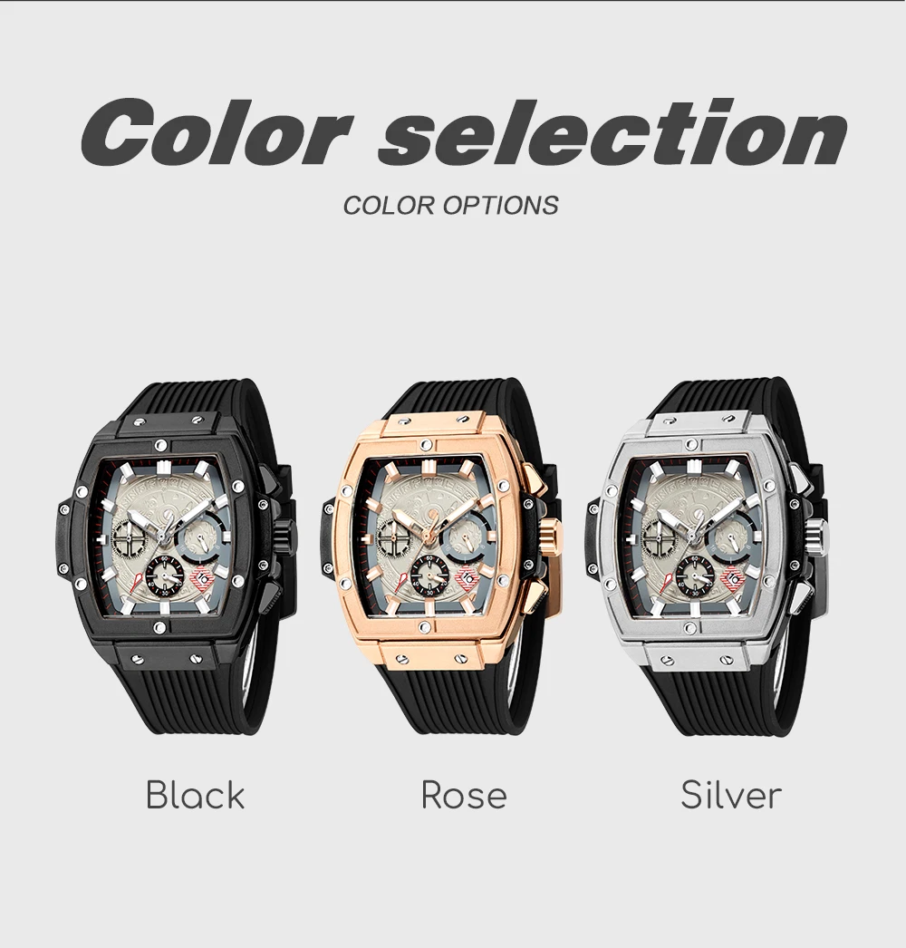 RUIMAS Watch Top Brand Quartz Wristwatch Waterproof Silicone Strap Watch for Men Casual Sport Chronograph Clock Reloj Hombre 333