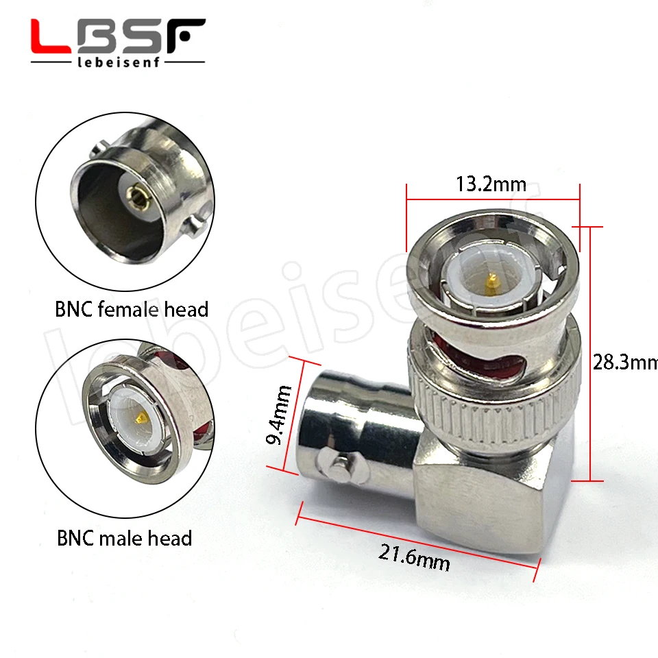 كوع أنثى دوار صغير مطلي بالذهب من النحاس بالكامل BNC-JK BNC/محول نوع Q9L/قابس مراقبة بزاوية قائمة 90 درجة