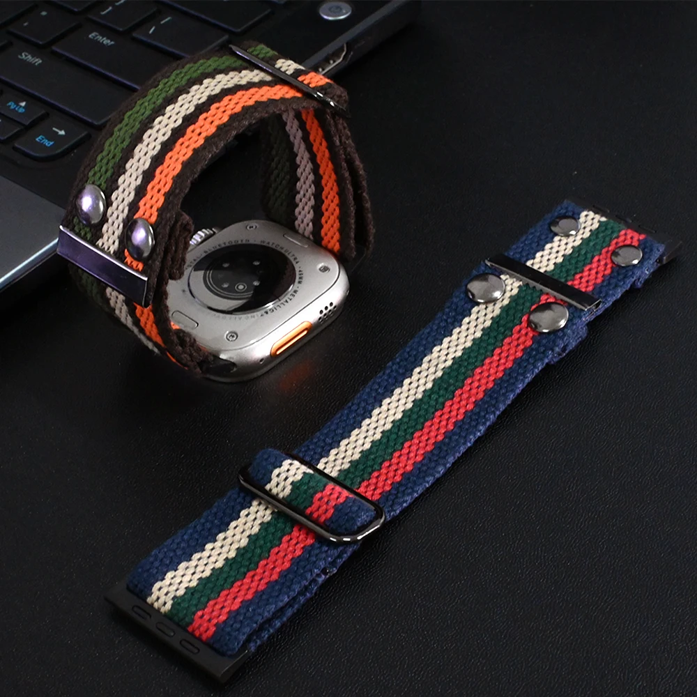 Soft Braided Nylon Bracelet for Apple Watch Ultra2 Strap 9 7 8 49mm 45mm for iWatch Series 6 5 4 se 3 42mm 44mm Sports Loop Band