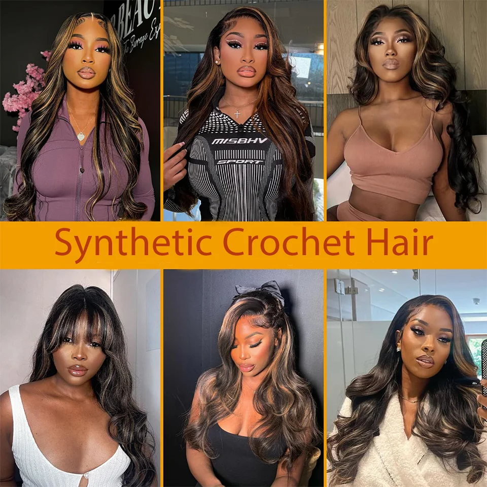 الجسم موجة الكروشيه وصلات شعر الاصطناعية الشعر الكروشيه الشعر التمديد أومبير اللون الكروشيه تجديل الشعر التمديد للنساء #6