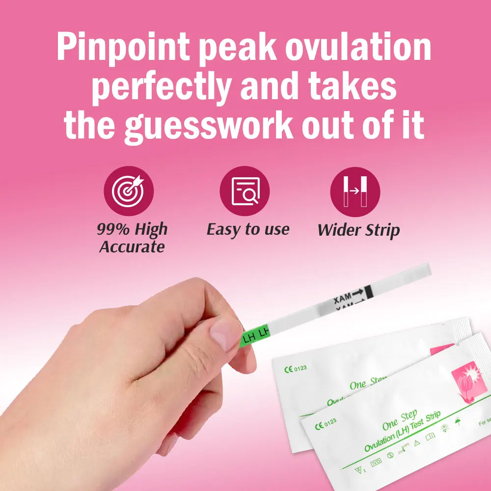 Pelvifine 25/50/100 One-Step LH Ovulationsteststreifen mit Urinbechern - 99% Genauigkeit, 5-Minuten-Schnellergebnisse, Einfach zu Verwendender Ovulationstest – Detail 2