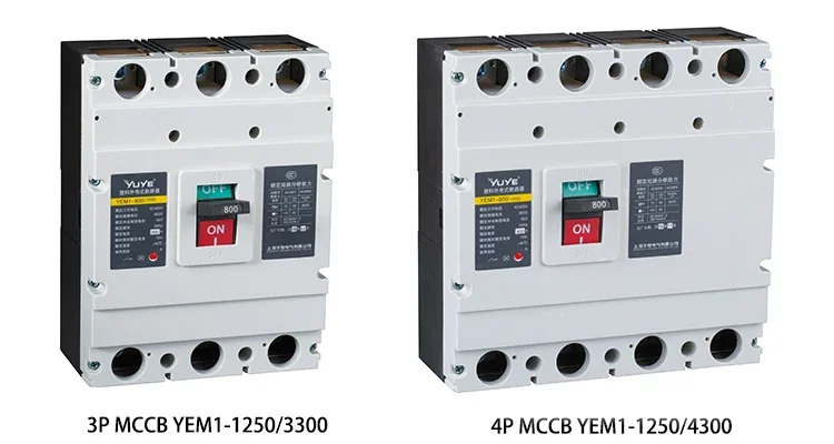 YUYE Factory Direct Sale 63A~1250A 3P 4P Circuit Breaker Moulded Case MCCB Type CM1250 ampers