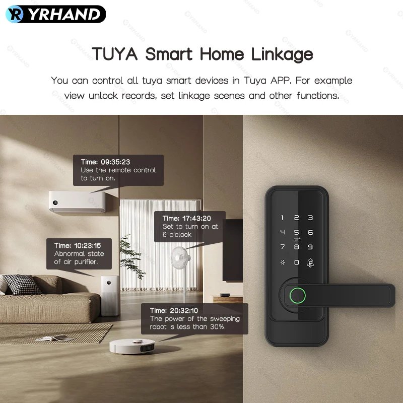 Imagem -05 - Yrhand à Prova d Água Biométrica Bloqueio Eletrônico Digital Lock Keyless Fingerprint Smart Door Lock para Casa Tuya App Desbloqueio Remoto