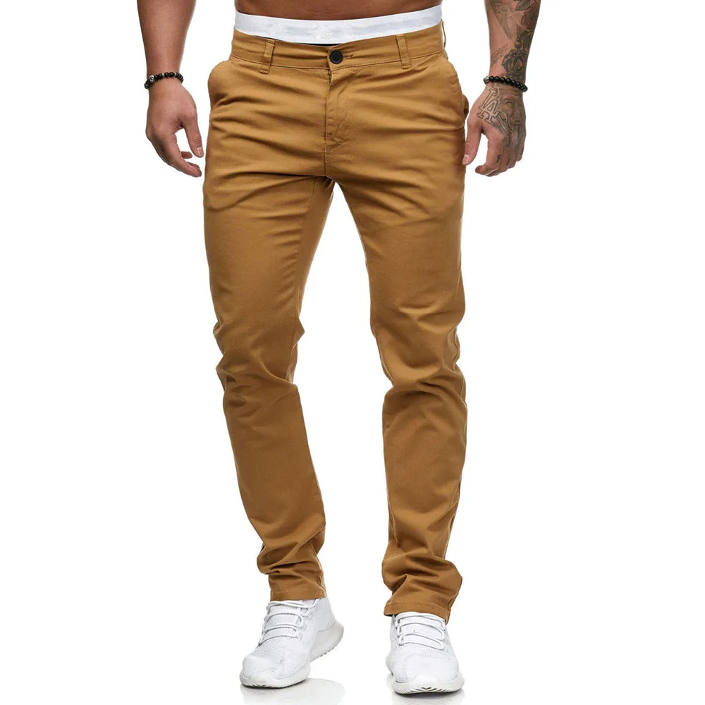 Men Slim Pants Autumn Male One Button Solid Color Straight Workwear Full Trousers BSD-8816