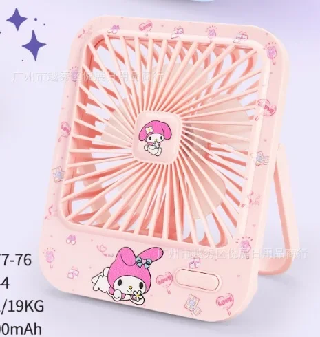 Sanrio Hello Kitty Dwubiegowy regulowany wentylator biurkowy My Melody Cinnamoroll Kuromi Letnia przenośność Wentylator biurkowy z możliwością ładowania