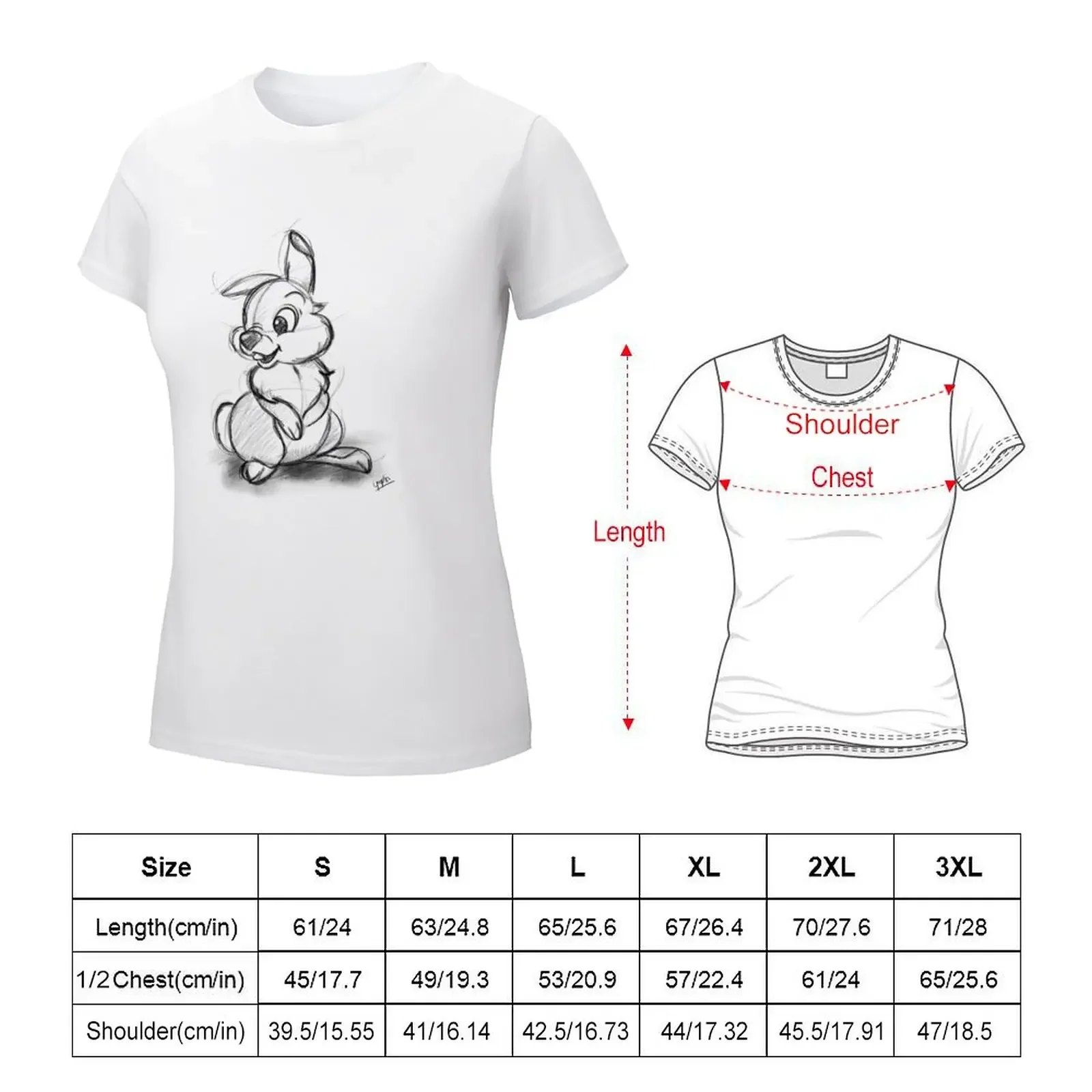 Thumper sketch T-shirt kawaii clothes hippie clothes workout shirts for Women loose fit