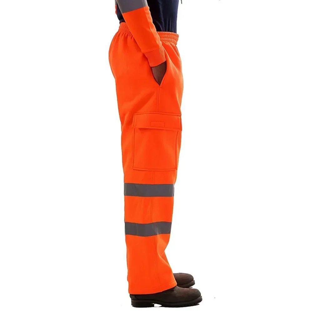 Men's Sweatpants Hi Vis Trousers High Visibility Pant All Season Loose Workwear Reflective Tape Safety Pants