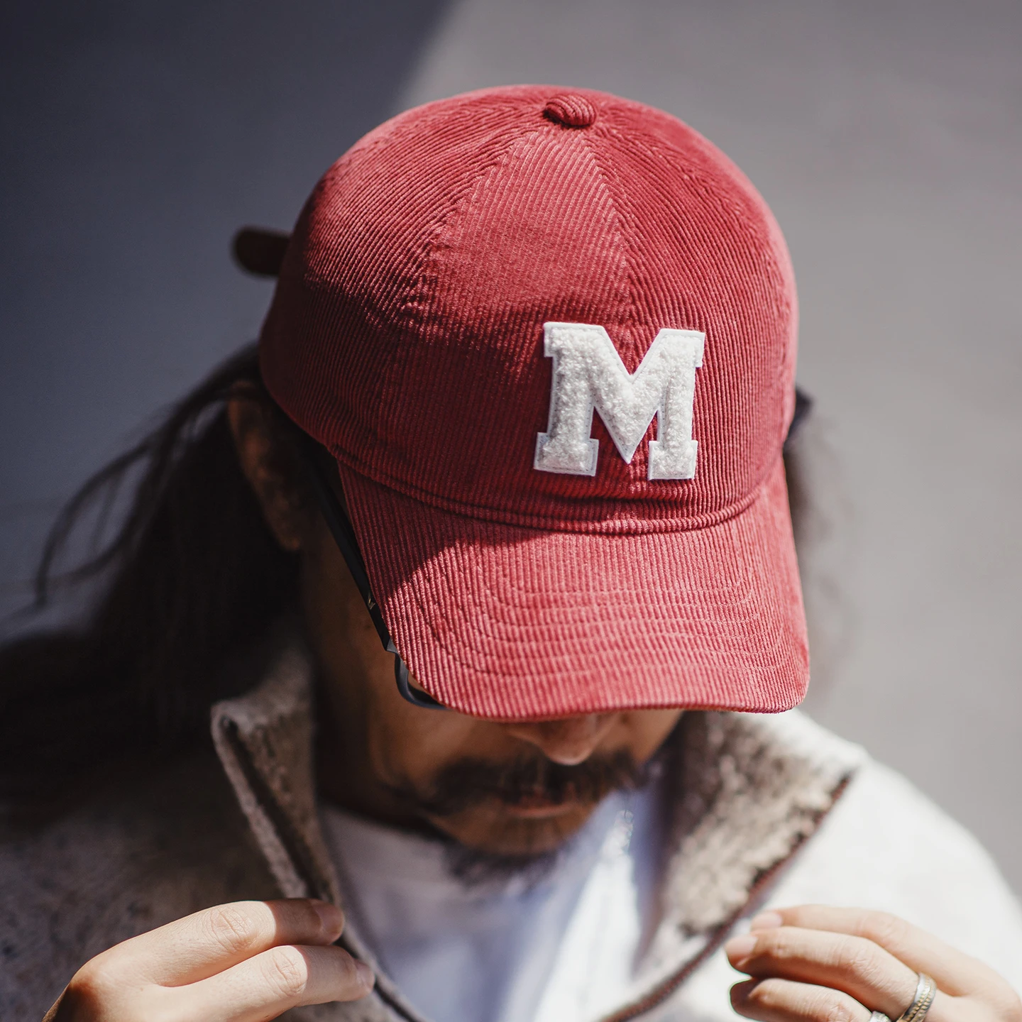 Maden Unisex Corduroy Baseball Caps Structured Crown Embroidered Logo Wide Brim Dad Hats Casual Chic Outdoor Workwear Streetwear
