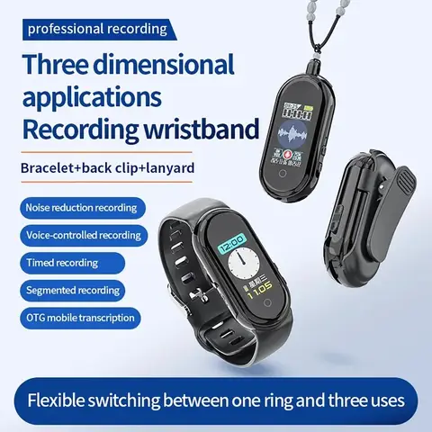 Portable Mini AI Voice Recorder Watch High-Definition Noise Reduction Timed Voice-Controlled Segmented Recording Pen for Home