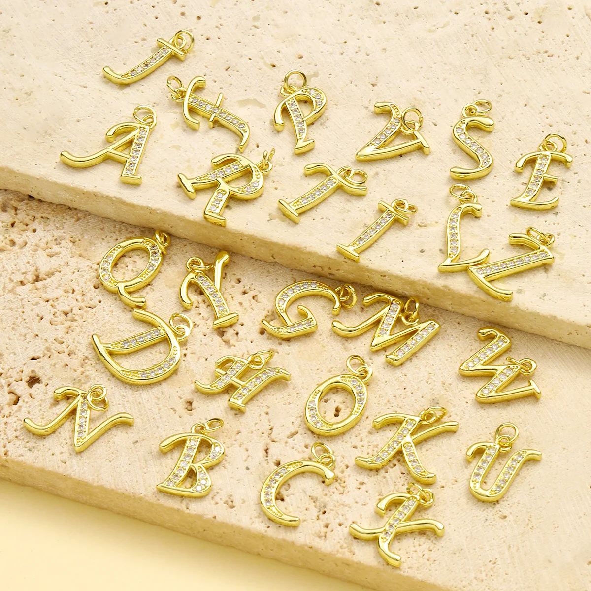 3Pcs/Lot Copper From A-Z Micro Pave Zircon Initial Letters Charms 26 Alphabet Pendants For DIYJewelry Making Accessory