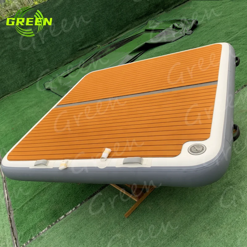 GREEN Inflatable Dock Deck Inflatable Floating Platform Float Dock Platform With Ladder 10ft*10ft floating dock