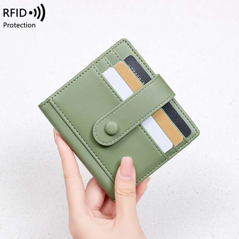 

PU Leather RFID Short Wallets Multi Card Holder Bag Portable Small Hasp Money Pouch Coin Purse Black Red Wallets for Men Women
