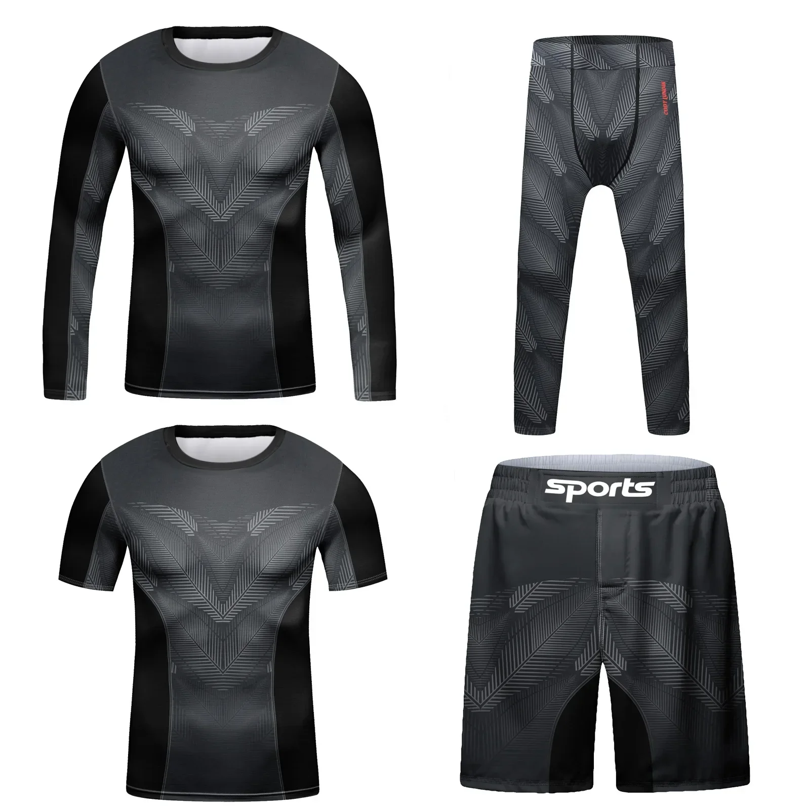 Kids MMA Muay Thai Jiu Jitsu Rashguard T-shirt+Shorts Sportswear Boys Children Boxing Clothing Basketball Running Sets Tracksuit