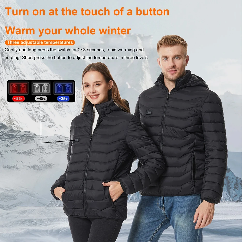 21 Areas Heated Jacket Women\'s Warm Vest USB Men\'s Heating Jacket  Waterproof Winter Heated Jackets Ski Clothing Coat Heated