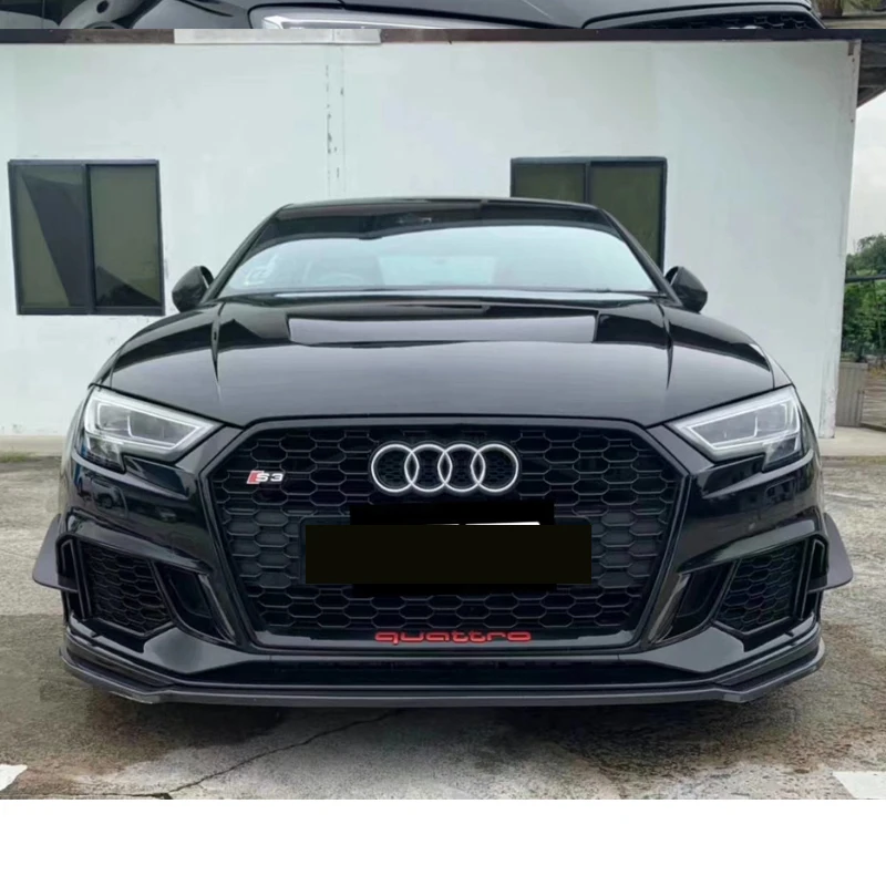 2 Piece Real Carbon Fiber Front Bumper Canard for Audi RS3 Front Bumper Lip Fin Splitter Spoiler Canard BodyKit FRP