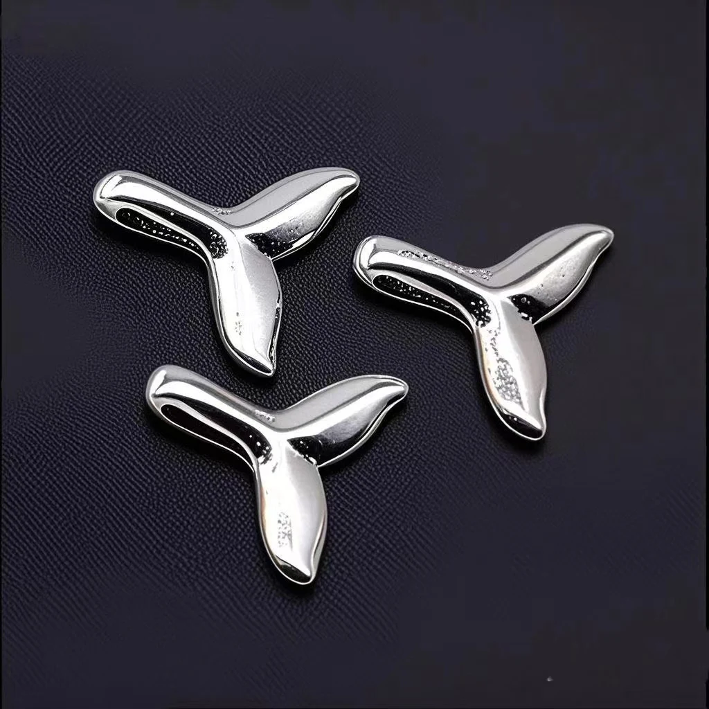 40Pcs/Lot Charms Whale Tail 10x10mm Antique Silver Color Pendants Making DIY Handmade Tibetan Finding Jewelry