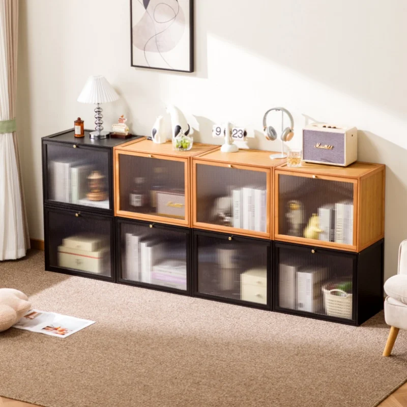 Modern Solid Wood Storage Cabinet Bedside Cabinets Home Dust-proof Children's Bookcases Multi-layer floor-standing