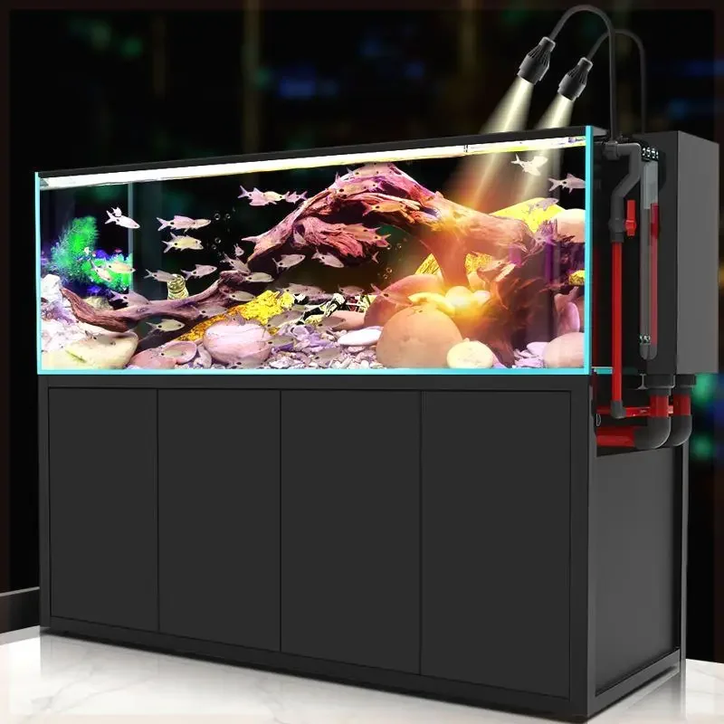 

yj9 Ultra-White Glass Stream Fish Tank Bottom Filter Change Water Aquarium Landscape Ecological Air Cylinder