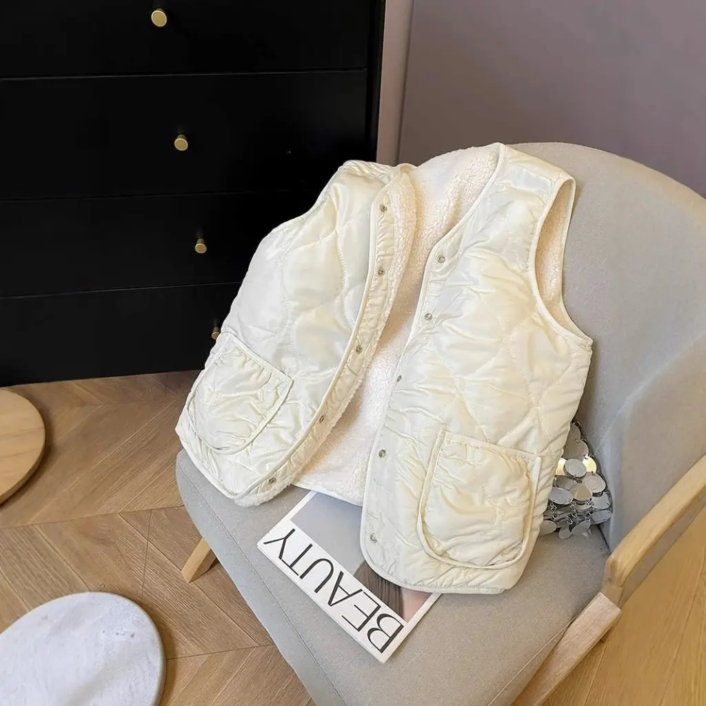 

Women's Sense Lambswool Vest Autumn Winter Loose All-match Plush Two-sided Wearing Design Age-reducing Fashion Top