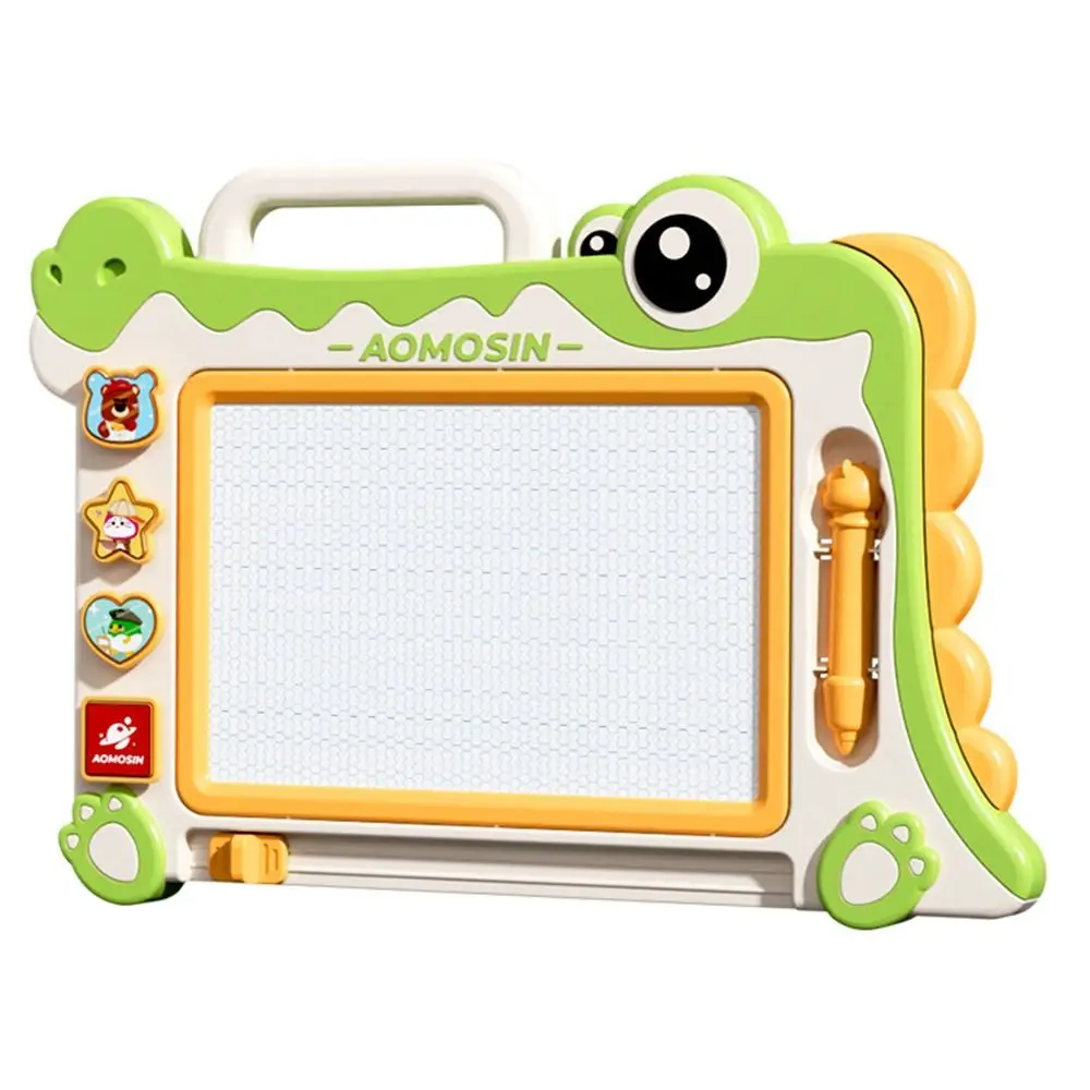 Almohadilla de dibujo de dinosaurio de dibujos animados de alta calidad, tablero magnético de 4 sellos, juguetes de plástico, 1 bolígrafo, tablero de pintura, dibujo
