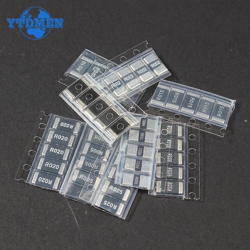 50PCS SMD Resistor 2512 1% Alloy Resistance 0.1R-1R 0.001R ~ 0.1R Assorted Kit R001 R002 R005 R008 R010 R050 R100 R150 R200 R500