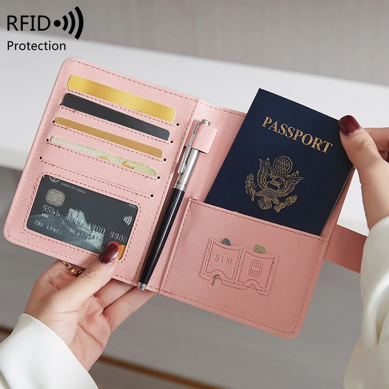 Multi functional RFID shielded passport holder PU leather ID card bank card passport bag wallet travel accessories unisex