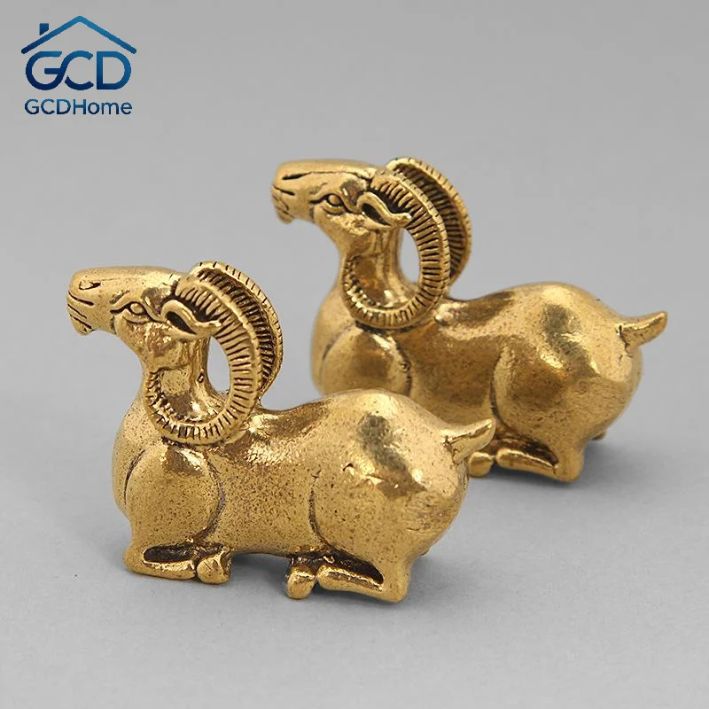 Bronze Goat Desktop Ornament Brass Copper Sheep Craft Tea Pet Decoration Home Decor Figurine