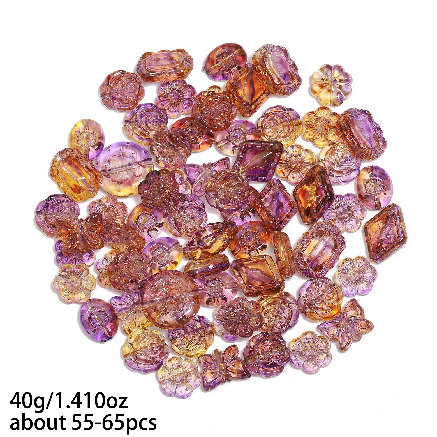 Purple Yellow Acrylic Beads Random Mixed Translucent Loose Spacer Beads For DIY Jewelry Making Necklaces Bracelets Earrings