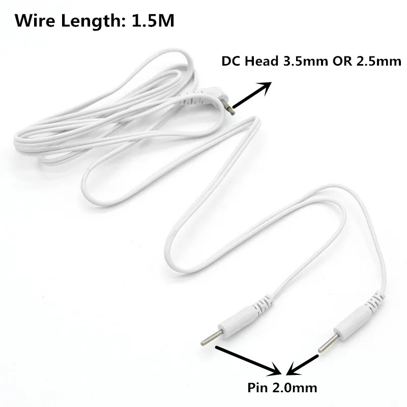 

200Pcs DC Head 3.5mm/2.5mm Replacement Electrode Lead Wires For Tens/EMS Machine 2 Pin 2mm Tens Unit Cords 1.5M Length