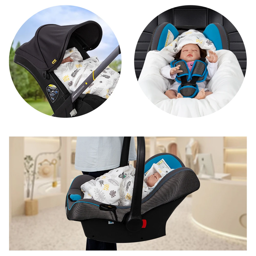 0-12 Months Newborn Baby Blanket In Infant Car Seat Soft Cotton Swaddle Wrap With Windproof Hooded Warm For Outside Travel