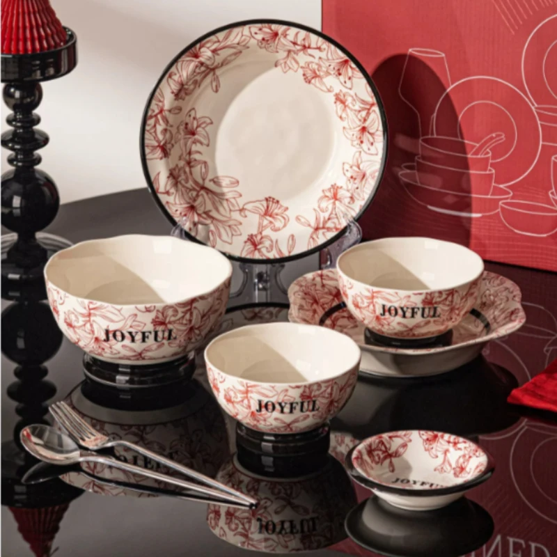 Modern Unique Dinner Set Plates European Style European Ceramic Dinnerware Sets Designer Elegant Vajilla Ceramica Dinnerware