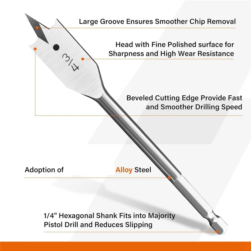 

【Superdeals】13X Spade Drill Bit Sets,Alloy Steel Paddle Flat Bit With Quick Change Shank, Flat Wood Hole Cutter 1/4Inch To 1-1/2